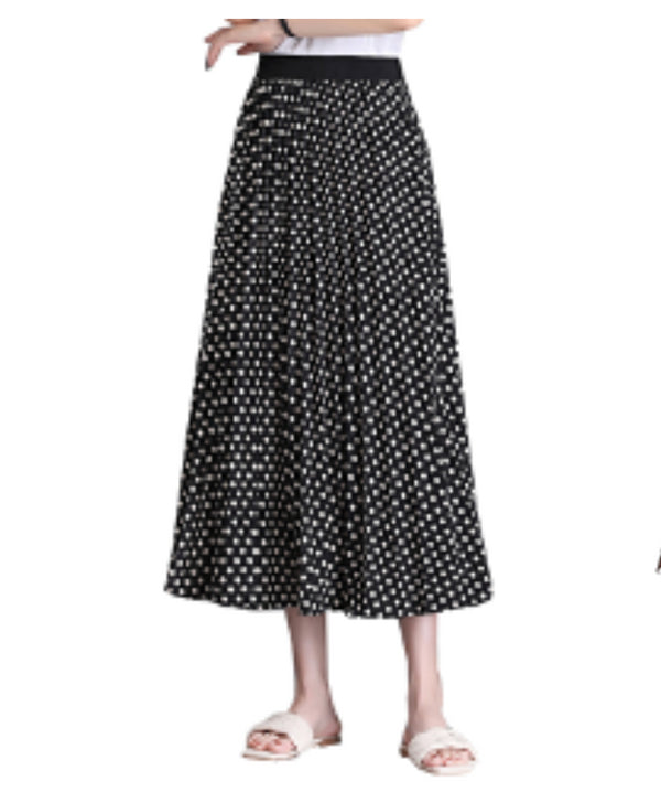 Dot Pleated Skirt  - SK1211  Black